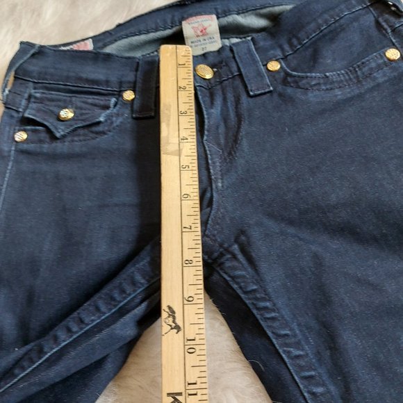 True Religion Women's Dark Wash Low-Rise Misty Flat Pockets Skinny Jeans Siz 27 - Picture 5 of 11